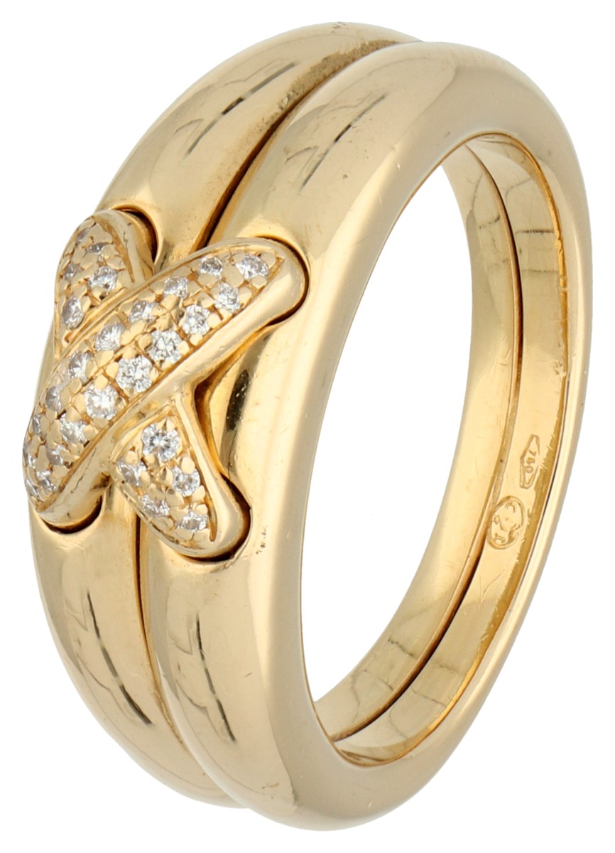 Chaumet 18K geelgouden 'Double liens' ring met diamant