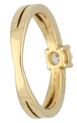 18K Geelgouden shoulder ring met IGI-gecertificeerde diamant