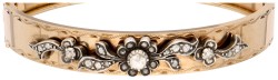 14K Geelgouden bangle armband met roos geslepen diamanten.