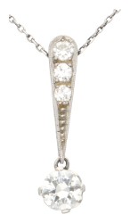 BWG platina solitaire hanger aan collier bezet met ca. 0.98 ct. diamant.