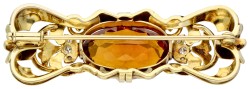 BWG geelgouden retro stijl broche bezet met ca. 8.76 ct. citrien.