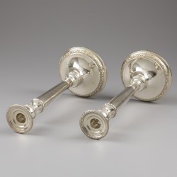 Kandelaars (2), J. Feysen, Brussel ca. 1900, zilver.