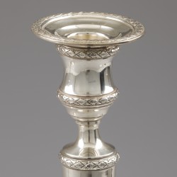 Kandelaars (2), J. Feysen, Brussel ca. 1900, zilver.