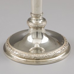 Kandelaars (2), J. Feysen, Brussel ca. 1900, zilver.