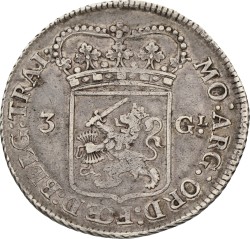 3 Gulden. Utrecht. 1764. Zeer Fraai.