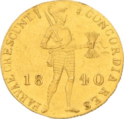 Gouden dukaat. Willem I. 1840. Zeer Fraai.