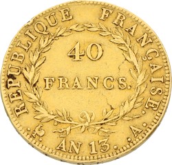 France. Napoleon I. 40 Francs. AN 13 A. VF +.