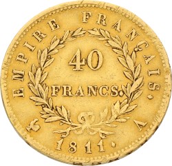 France. Napoleon I. 40 Francs. 1811 A. VF.