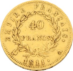 France. Napoleon I. 40 Francs. 1811 A. VF.