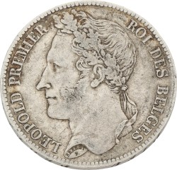 Belgium. Leopold I. 5 Francs. 1834. VF +.