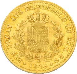 German States. Baden. Leopold. Rheingold-Ducat. 1846. XF.