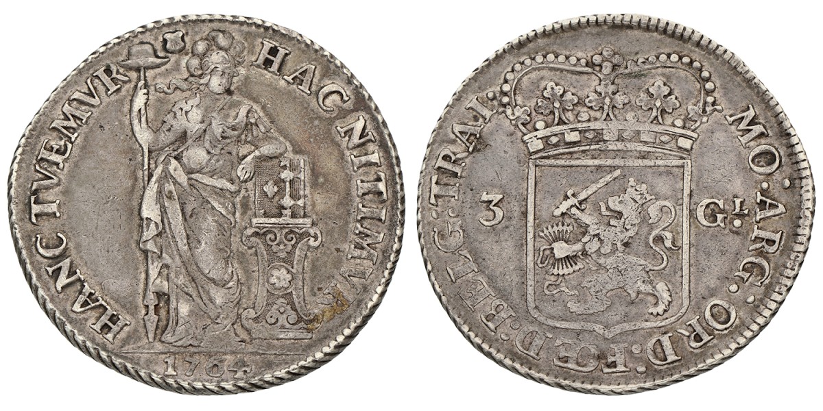 3 Gulden - generaliteits. Utrecht. 1764. VF