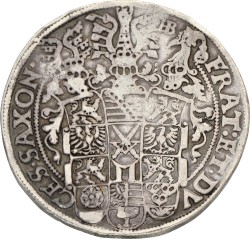 German States. Saxony. Electrorate. Christian II (1591-1611) John George I (Hans Georg I) (1591-1656) Augustus (August) (1591-1615). Thaler. 1595. VF.