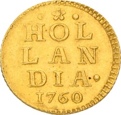 Bezemstuiver. Afslag in goud. Holland. 1760. Prachtig.