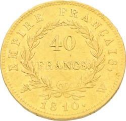 France. Empire. Napoleon. 40 Francs. 1810 W. VF / XF.