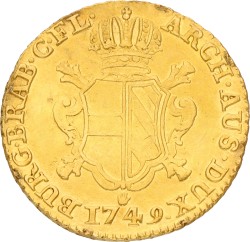 Dubbele soeverein. Brabant. Antwerpen. Maria Theresia. 1749. Zeer Fraai.