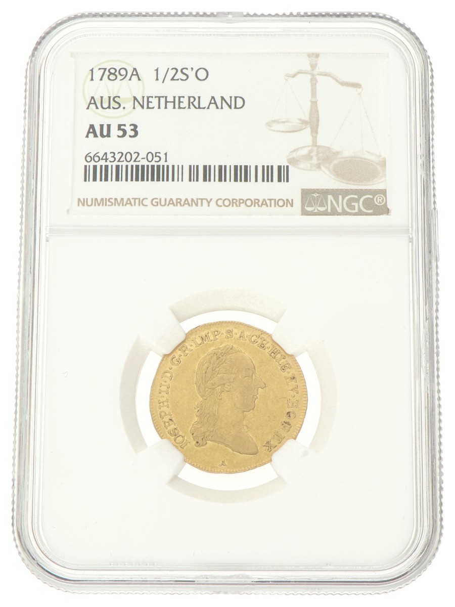 Austria. Austrian Netherlands. Joseph II. ½ Sovereign d'Or. 1789 A. AU 53.