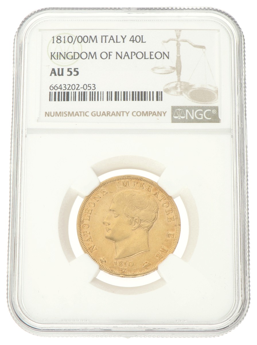 Italian states. Napoleonic kingdom. Napoleon. 40 Lire. 1810/00. AU 55.