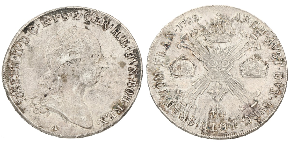 Kronenthaler. Brabant. Brussel. Jozef II. 1788. Zeer Fraai.