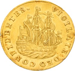 Scheepjesschelling van 6 stuiver. Afslag in goud. Holland. 1746. Prachtig / UNC.