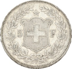 Switzerland. 5 Francs. 1891. VF.