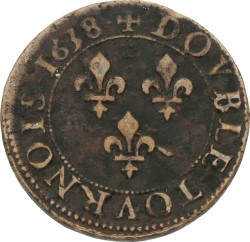 France. Louis XIII. 2 Tournois - PIEDFORT. 1638. VF.