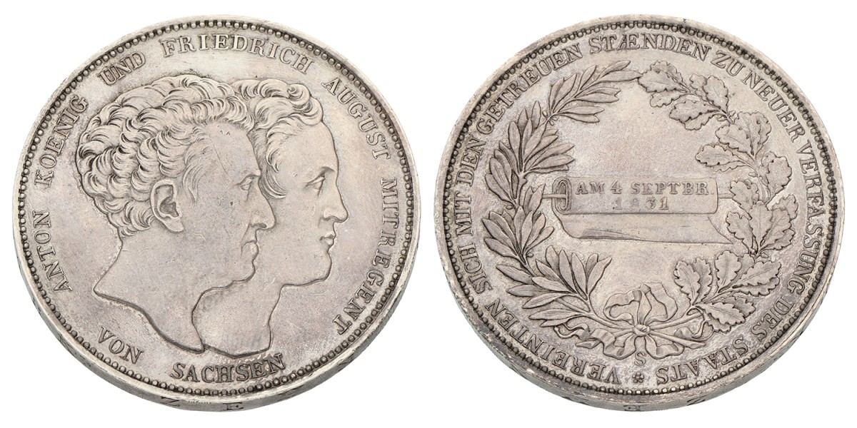 German states. Saxony. Anton & Friedrich August. Konventionstaler. 1831 S. XF.