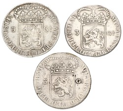 Lot (3) 3 gulden - Generaliteits. 1795. Gemiddeld Zeer Fraai.