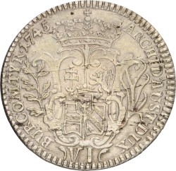 Austria. Austrian Empire. Hall. Maria Theresia. 6 Kreuzer. 1745. XF.