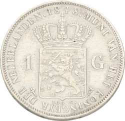 1 Gulden. Willem II. 1848. Prachtig +.