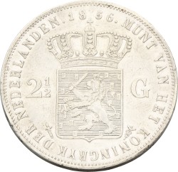 2½ Gulden. Willem III. 1856. Zeer Fraai / Prachtig.