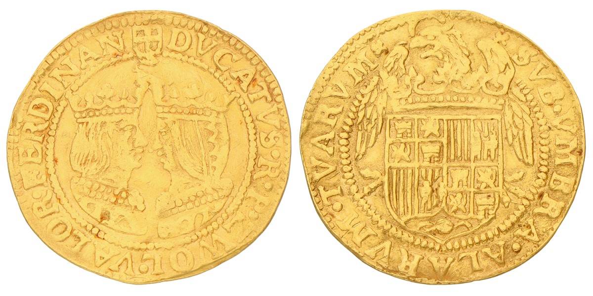 Dubbele dukaat - Spaans type. Zwolle. Zj (ca. 1600). Zeer Fraai +.