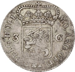 3 gulden - generaliteits. Holland. 1795. Zeer Fraai +.
