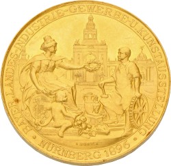 German states. Bavaria. Nürnberg. 1896. Golden pricemedal of the Bayerischen Landes-, Industrie,- Gewerbe- und Kunstausstellung.