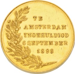 Nederland. Amsterdam. 1898. Inhuldiging van koningin Wilhelmina - in goud.