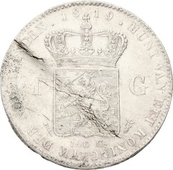 1 Gulden. Willem I. 1819U. Prachtig.