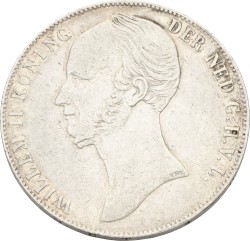 2½ Gulden. Willem II. 1845 Parel op Band. Zeer Fraai+.