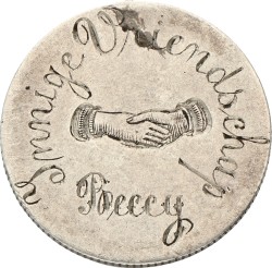 ½ Gulden - Vriendschapspenning 'Innige vriendschap. Beccy'. Nederlands-Indië. Willem I. Z.j. Zeer Fraai.