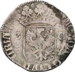 3 Gulden - Stedelijke. Dubbelslag van de 3. Deventer. 16(87). F -