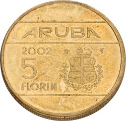 5 Florin - Proef. Aruba. Beatrix. 2002. Prachtig.