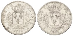 France. Second kingdom. Louis XVIII. Lot (2) 5 Francs. 1814W & A. F - VF.