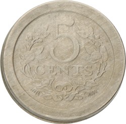 5 Cent - Excentrisch geslagen. Wilhelmina. 1907. Zeer Fraai.