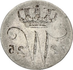 5 Cent - Incusum geslagen. Willem I. 1825. Zeer Fraai.