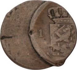 1 Cent - Excentrisch geslagen. Willem I. ZJ. Fraai.