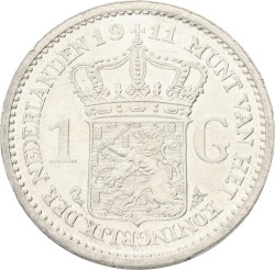 1 Gulden. Wilhelmina. 1911. Prachtig +.