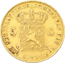 5 Gulden. Willem I. 1827B. Prachtig.