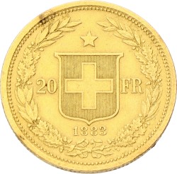 Switzerland. Federal State. 20 Francs. 1883. XF +.