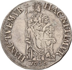 Halve 3 Gulden. Friesland. 1696. Zeer Fraai -.