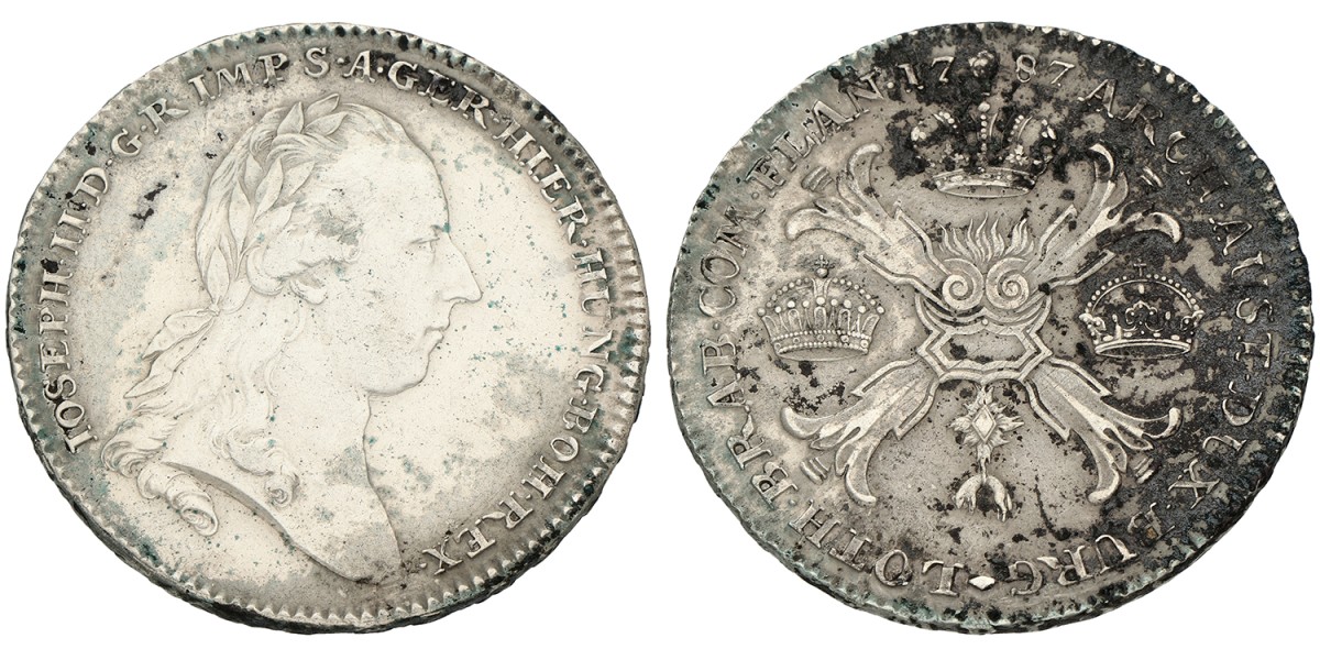 Kronenthaler. Brabant. Joseph II. 1787. Prachtig +.