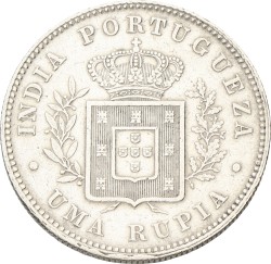 India. Portugese colony. Luiz I. Rupee. 1881. VF.